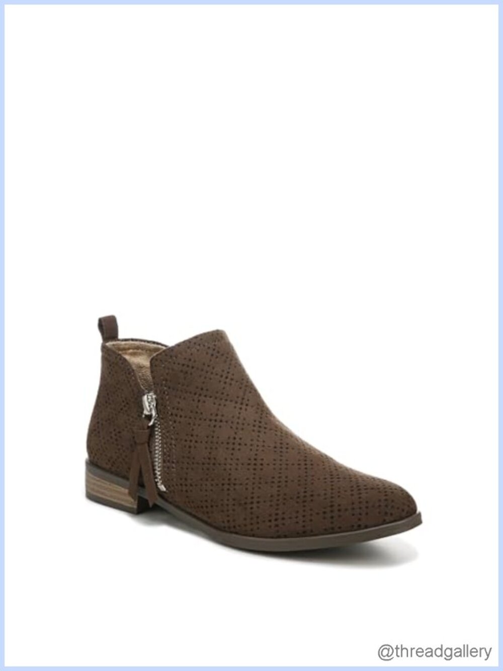 Womens Rate Zip Ankle Bootie Low Heel Recycled Microfiber Zip Up Boot